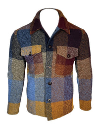 BOB - CHECK OVERSHIRT JACKET - BLUE & ORANGE
