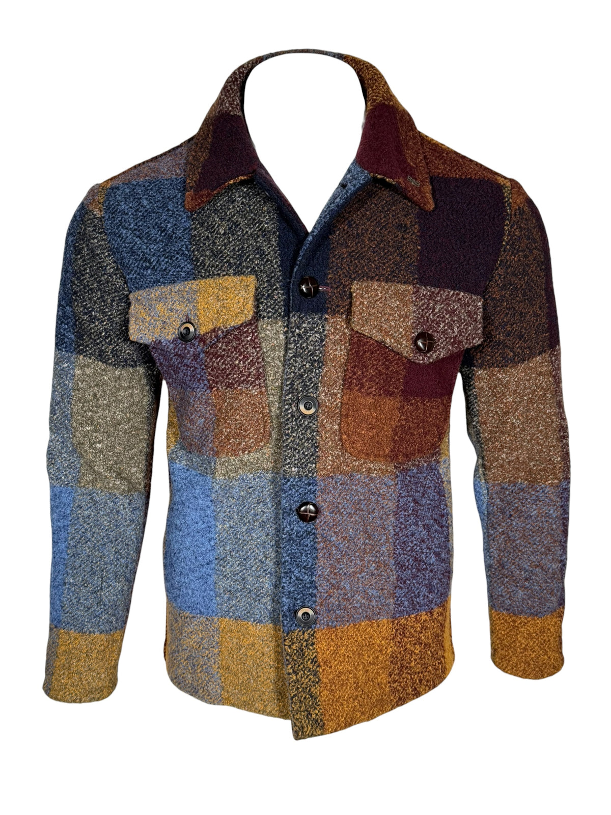 BOB - CHECK OVERSHIRT JACKET - BLUE & ORANGE