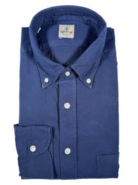 GIANGI NAPOLI MEN'S COTTON/LYOCELL SHIRT - SOLID NAVY