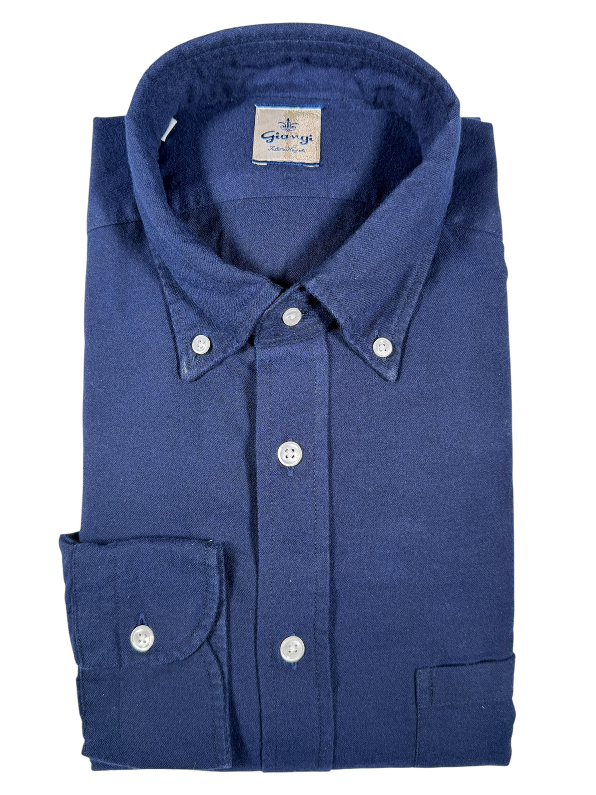 GIANGI NAPOLI MEN'S COTTON/LYOCELL SHIRT - SOLID NAVY
