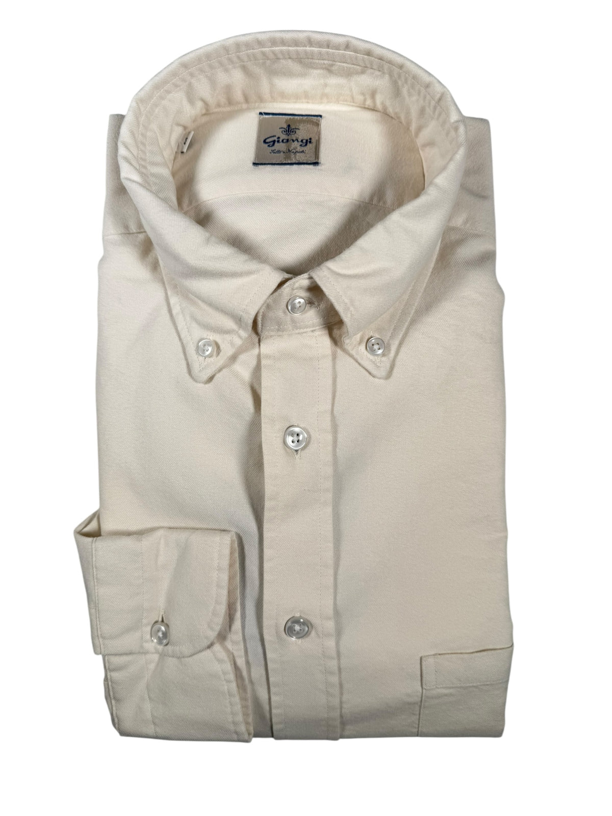 GIANGI NAPOLI MEN'S COTTON/LYOCELL SHIRT - SOLID IVORY