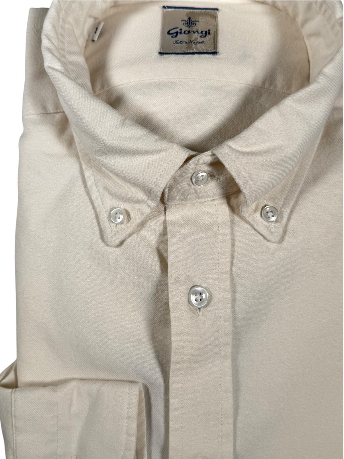 GIANGI NAPOLI MEN'S COTTON/LYOCELL SHIRT - SOLID IVORY