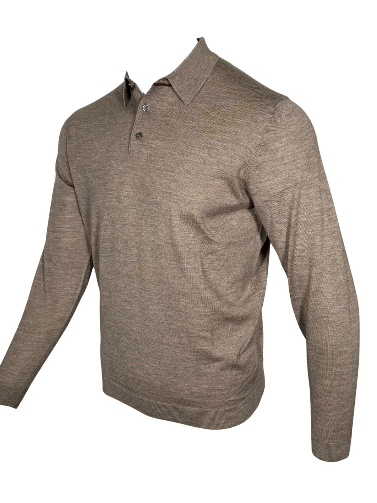 ALAN PAINE CLOVENSTONE MERINO/SILK LS POLO - OYSTER
