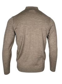 ALAN PAINE CLOVENSTONE MERINO/SILK LS POLO - OYSTER