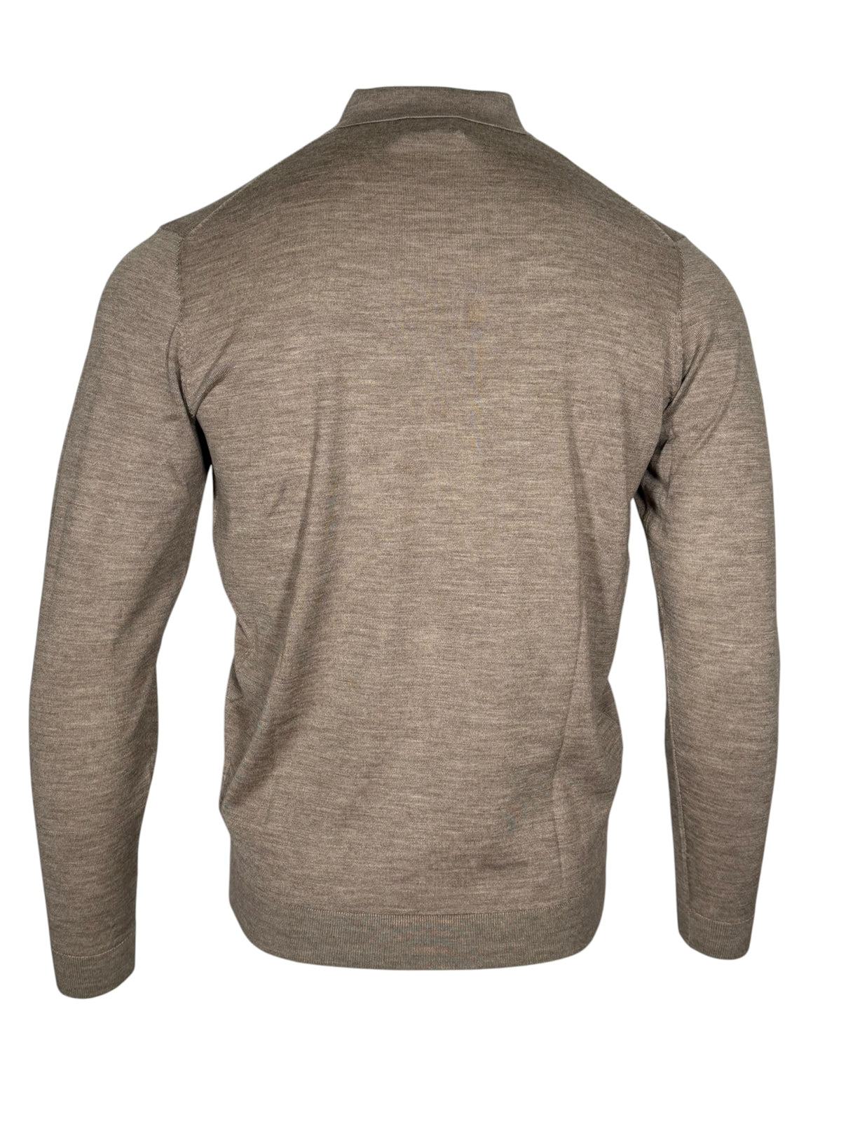 ALAN PAINE CLOVENSTONE MERINO/SILK LS POLO - OYSTER