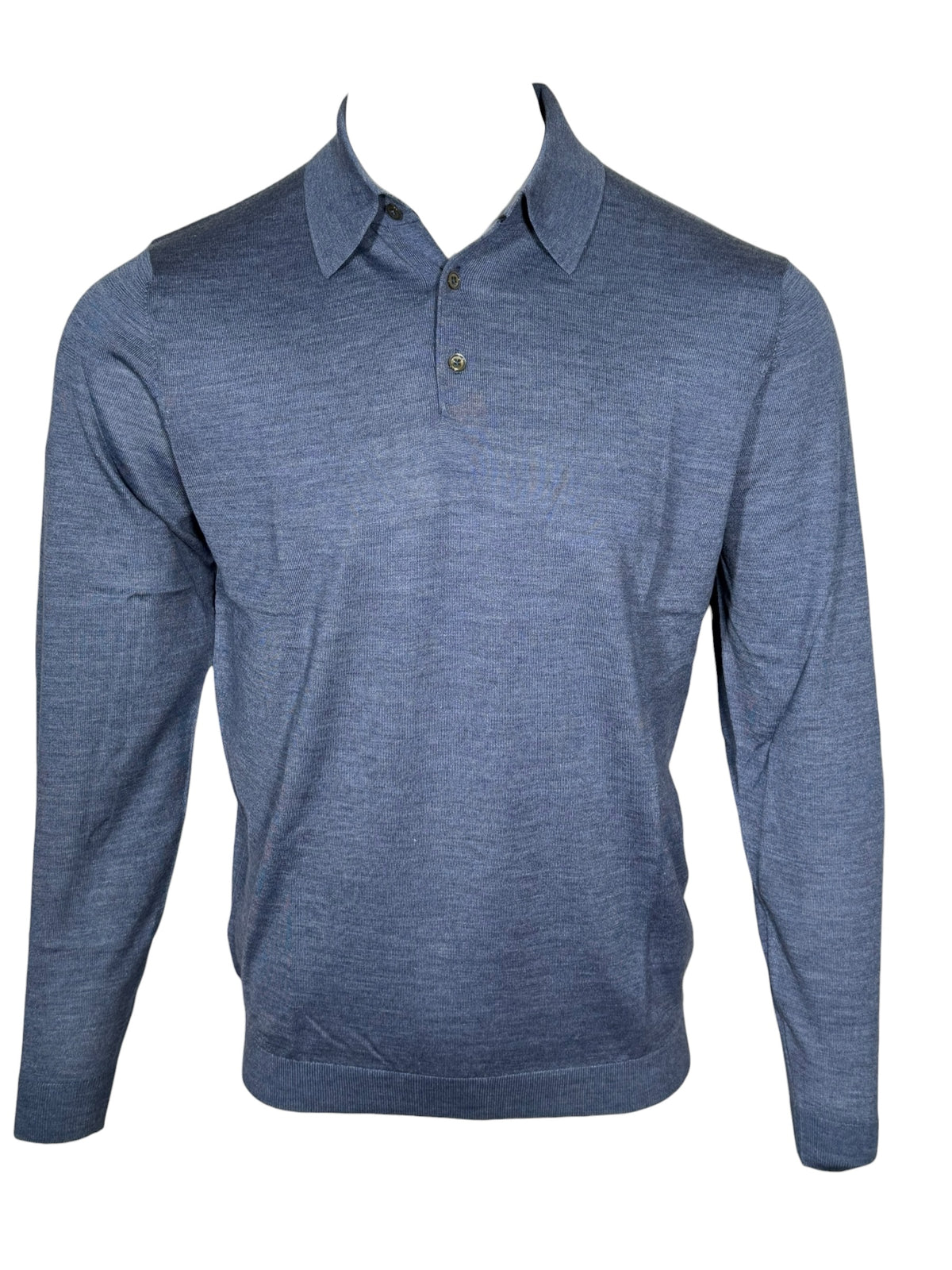 ALAN PAINE CLOVENSTONE MERINO/SILK LS POLO - FJORD