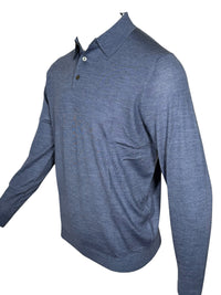 ALAN PAINE CLOVENSTONE MERINO/SILK LS POLO - FJORD