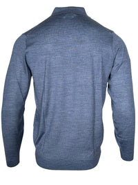 ALAN PAINE CLOVENSTONE MERINO/SILK LS POLO - FJORD