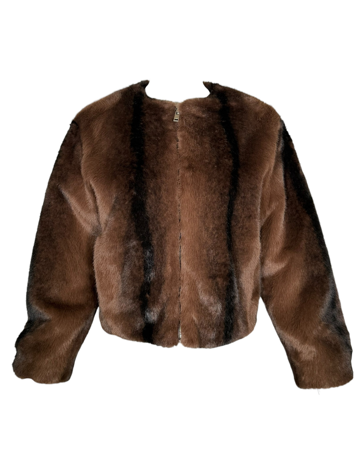 REPEAT FAUX MINK JACKET - DARK BROWN