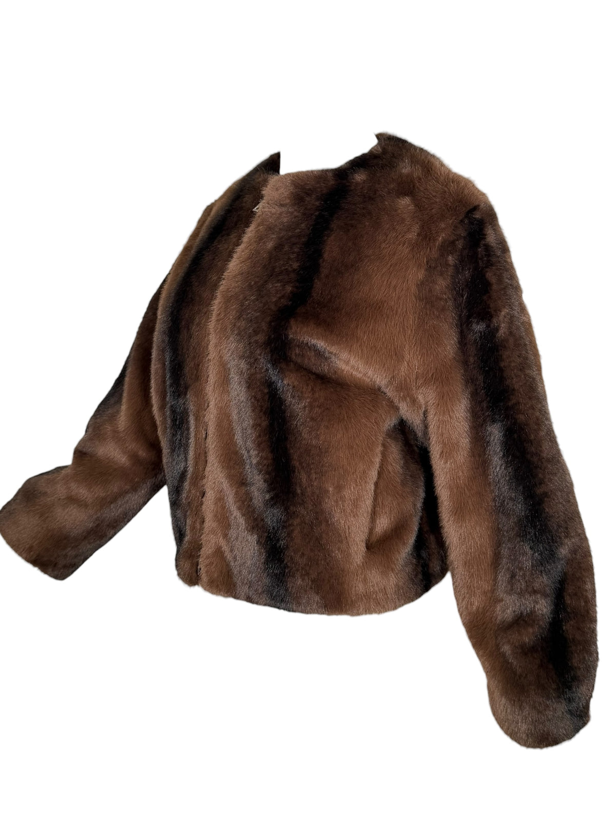 REPEAT FAUX MINK JACKET - DARK BROWN