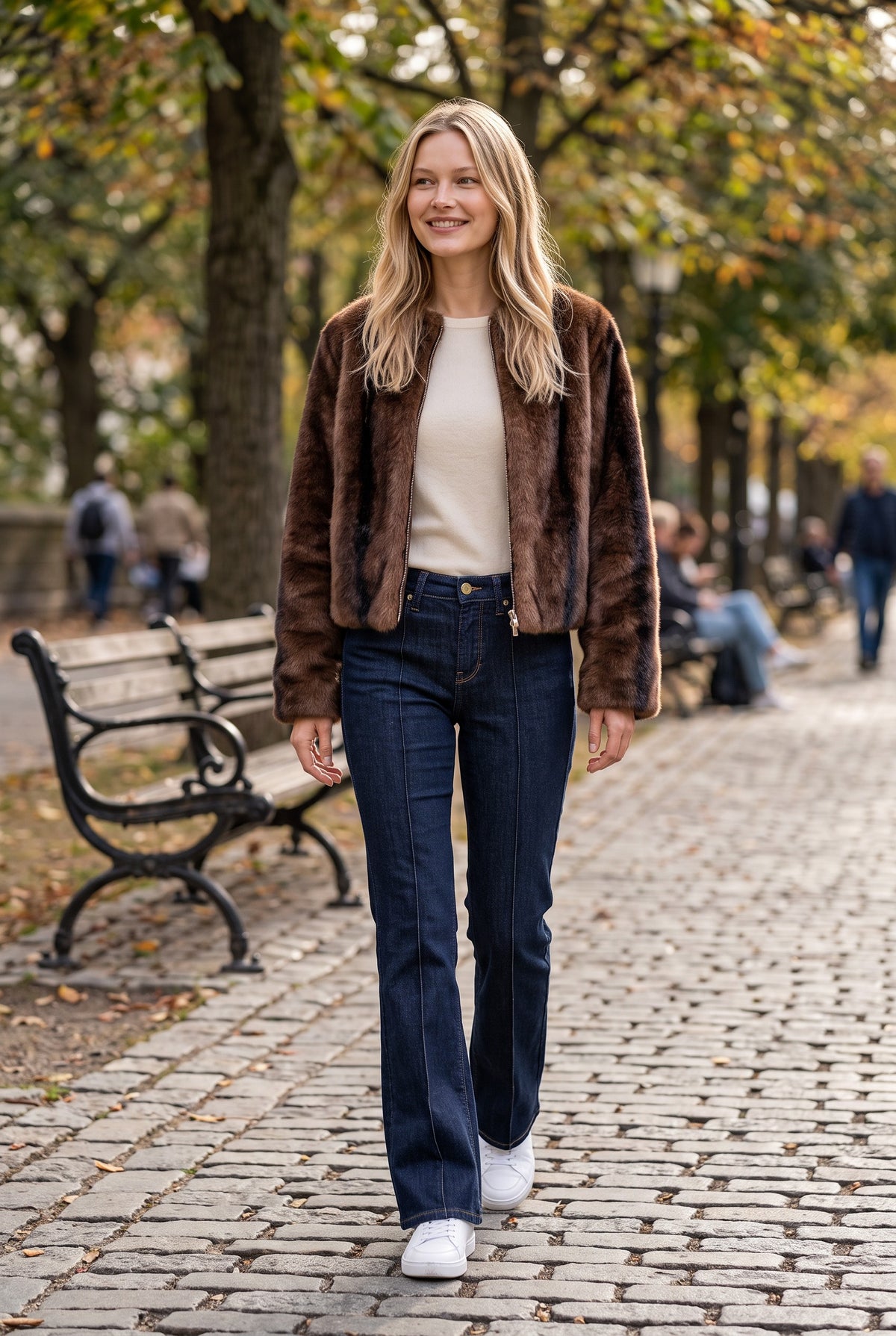 REPEAT FAUX MINK JACKET - DARK BROWN