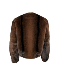 REPEAT FAUX MINK JACKET - DARK BROWN