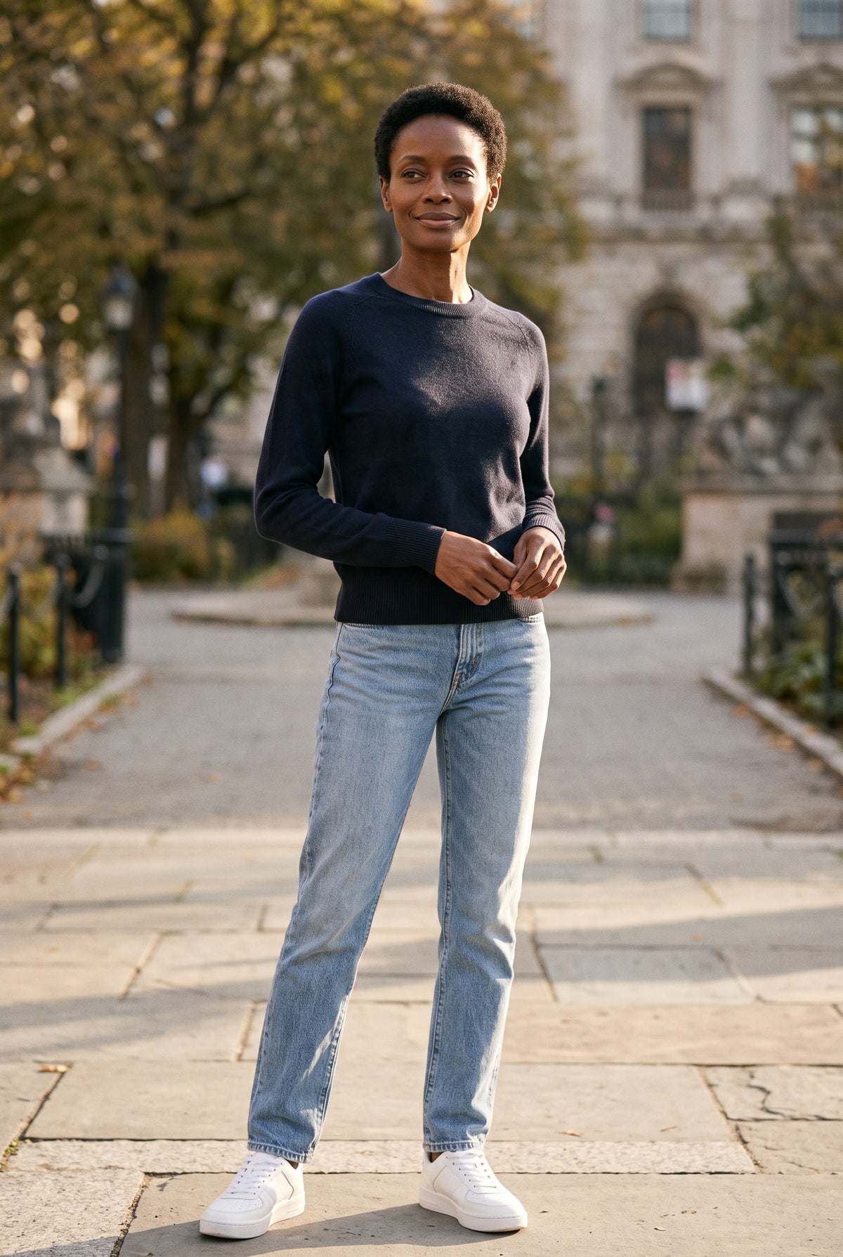 REPEAT CASHMERE PULLOVER - NAVY