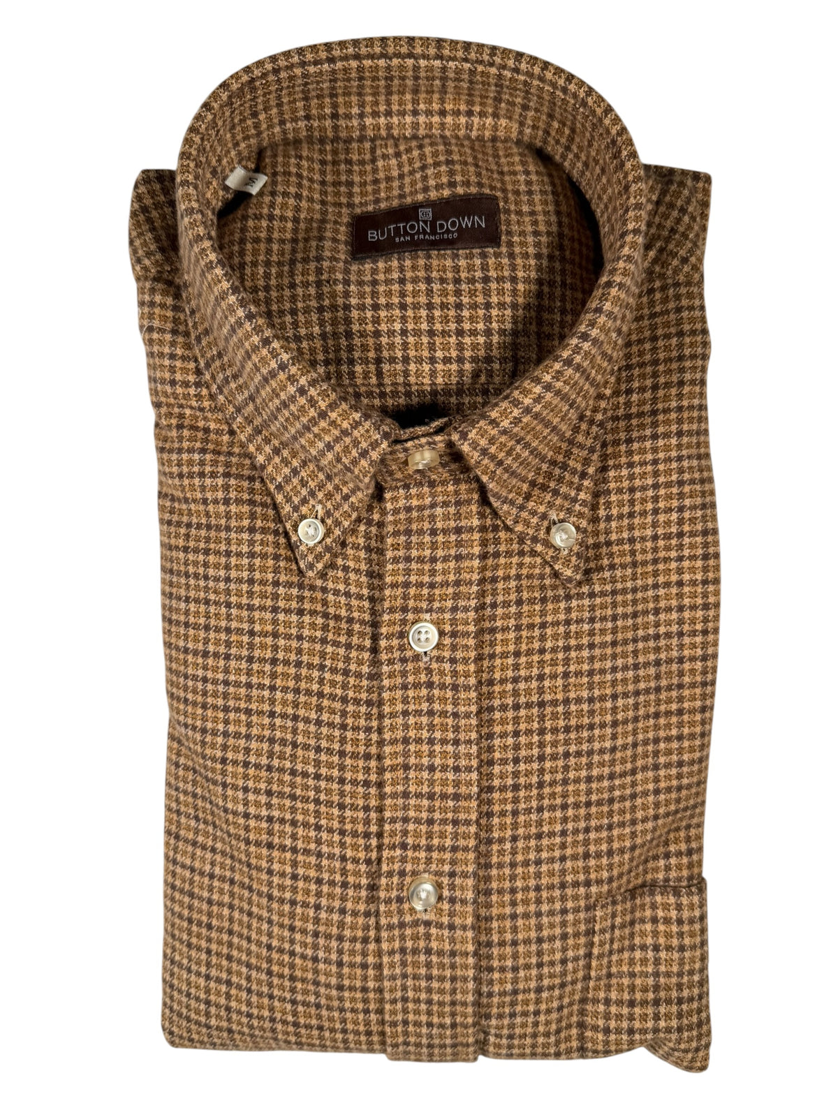 BUTTON DOWN SPORT SHIRT - BROWN HOUNDSTOOTH CHECK