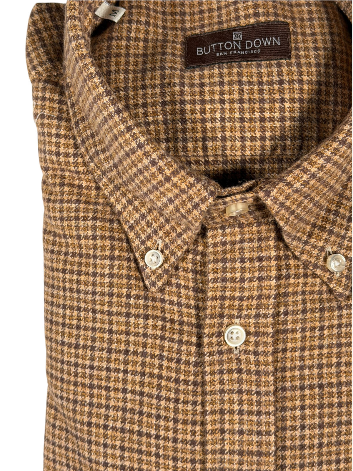 BUTTON DOWN SPORT SHIRT - BROWN HOUNDSTOOTH CHECK