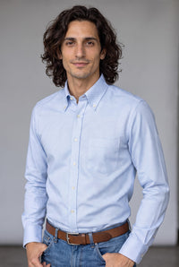 BUTTON DOWN DRESS SHIRT - SOLID LIGHT BLUE LINK