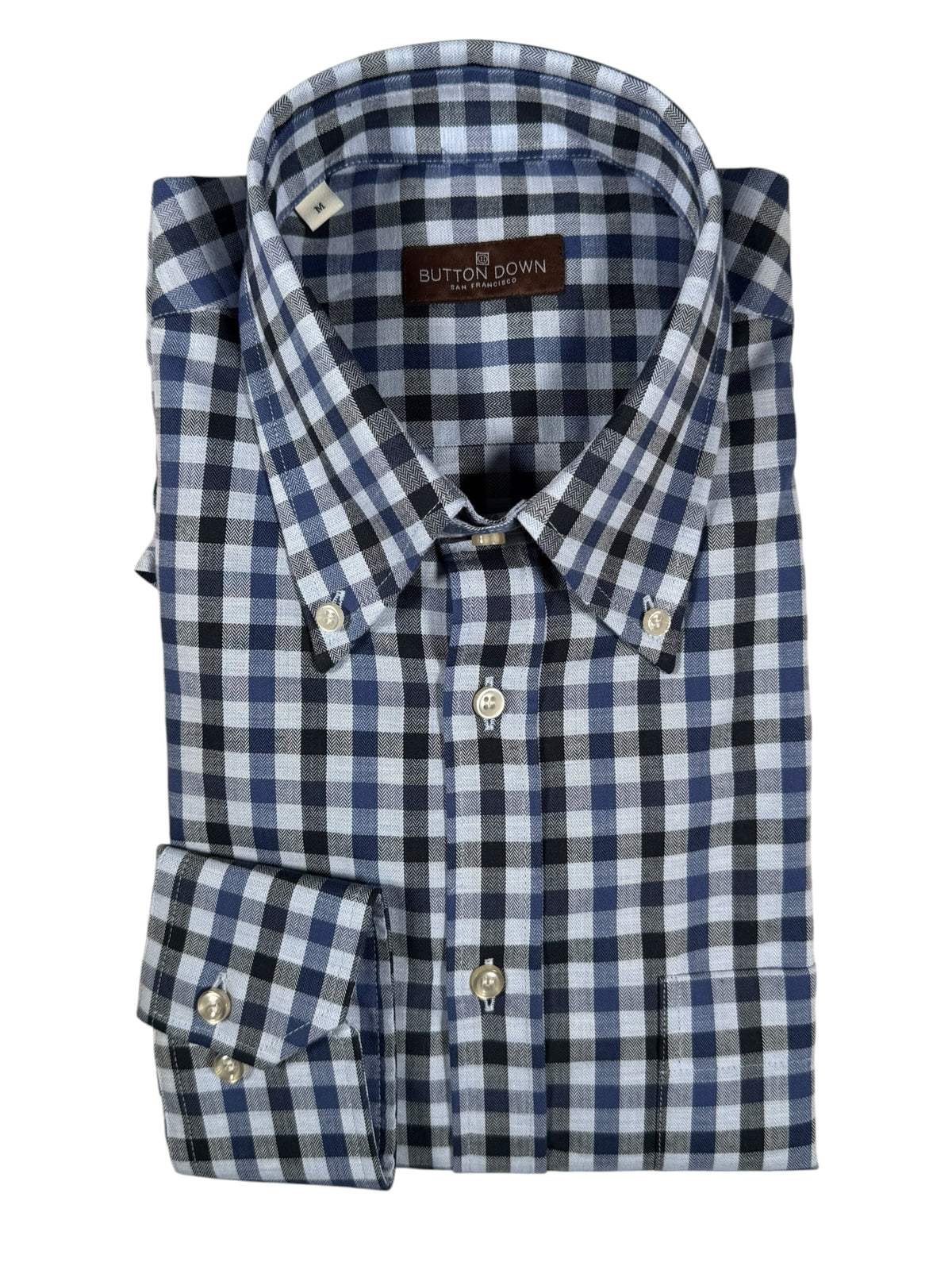 BUTTON DOWN SPORT SHIRT - NAVY/BLUE CHECK