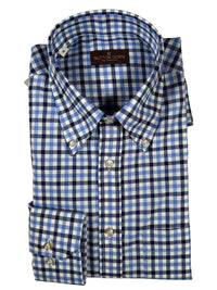 BUTTON DOWN SPORT SHIRT - NAVY/LIGHT BLUE OPEN CHECK