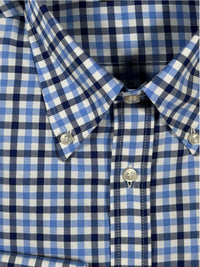 BUTTON DOWN SPORT SHIRT - NAVY/LIGHT BLUE OPEN CHECK