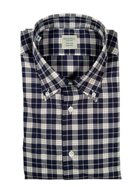 MAZZARELLI SPORT SHIRT - NAVY/BEIGE CHECK PLAID