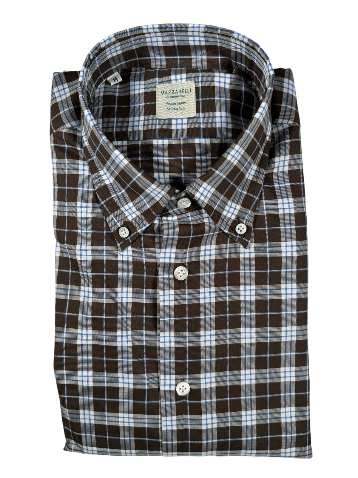 MAZZARELLI SPORT SHIRT - NAVY/BLUE CHECK PLAID