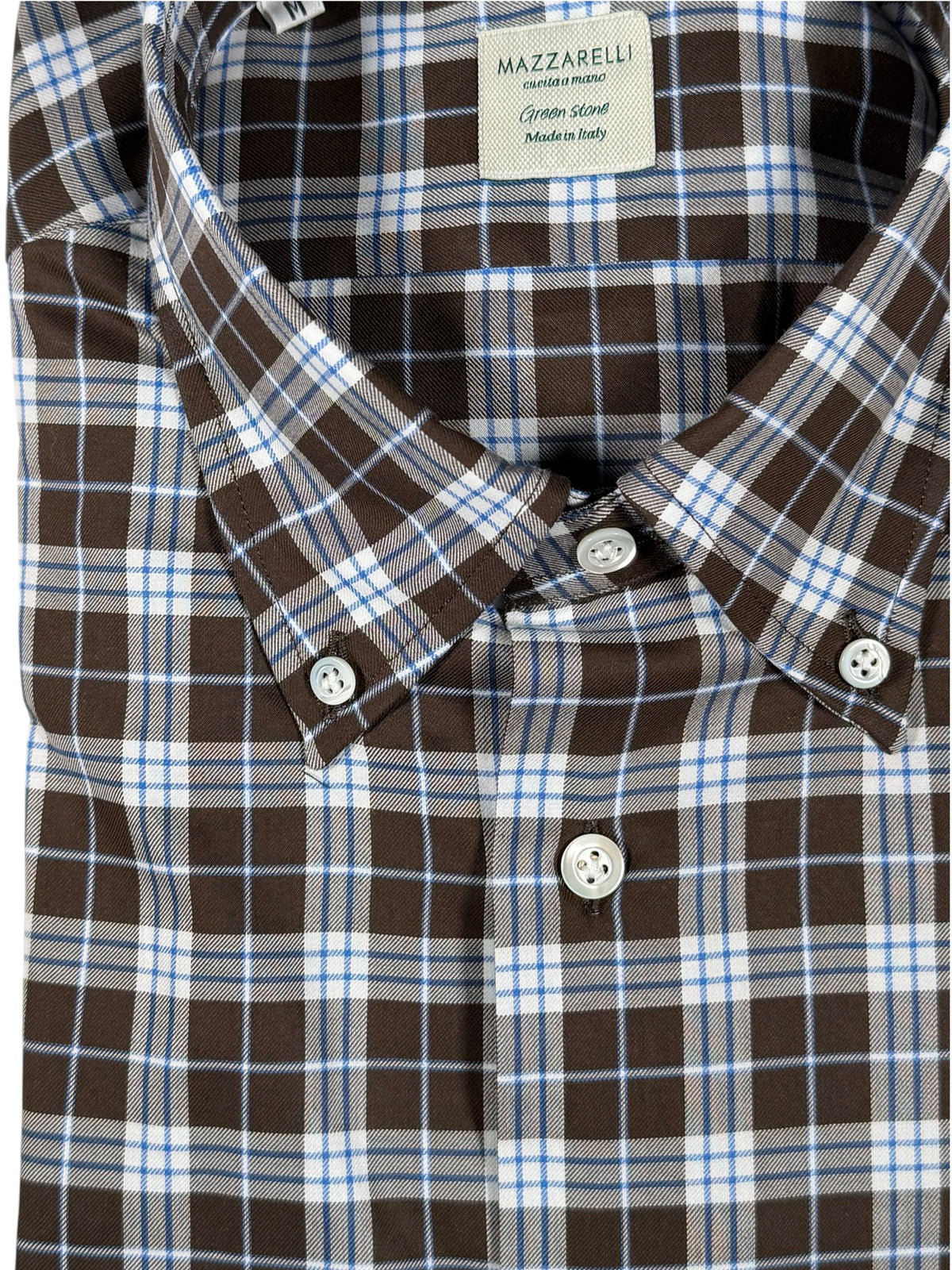 MAZZARELLI SPORT SHIRT - NAVY/BLUE CHECK PLAID