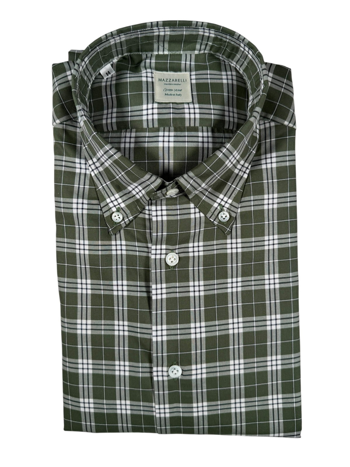 MAZZARELLI SPORT SHIRT - GREEN/NAVY CHECK PLAID