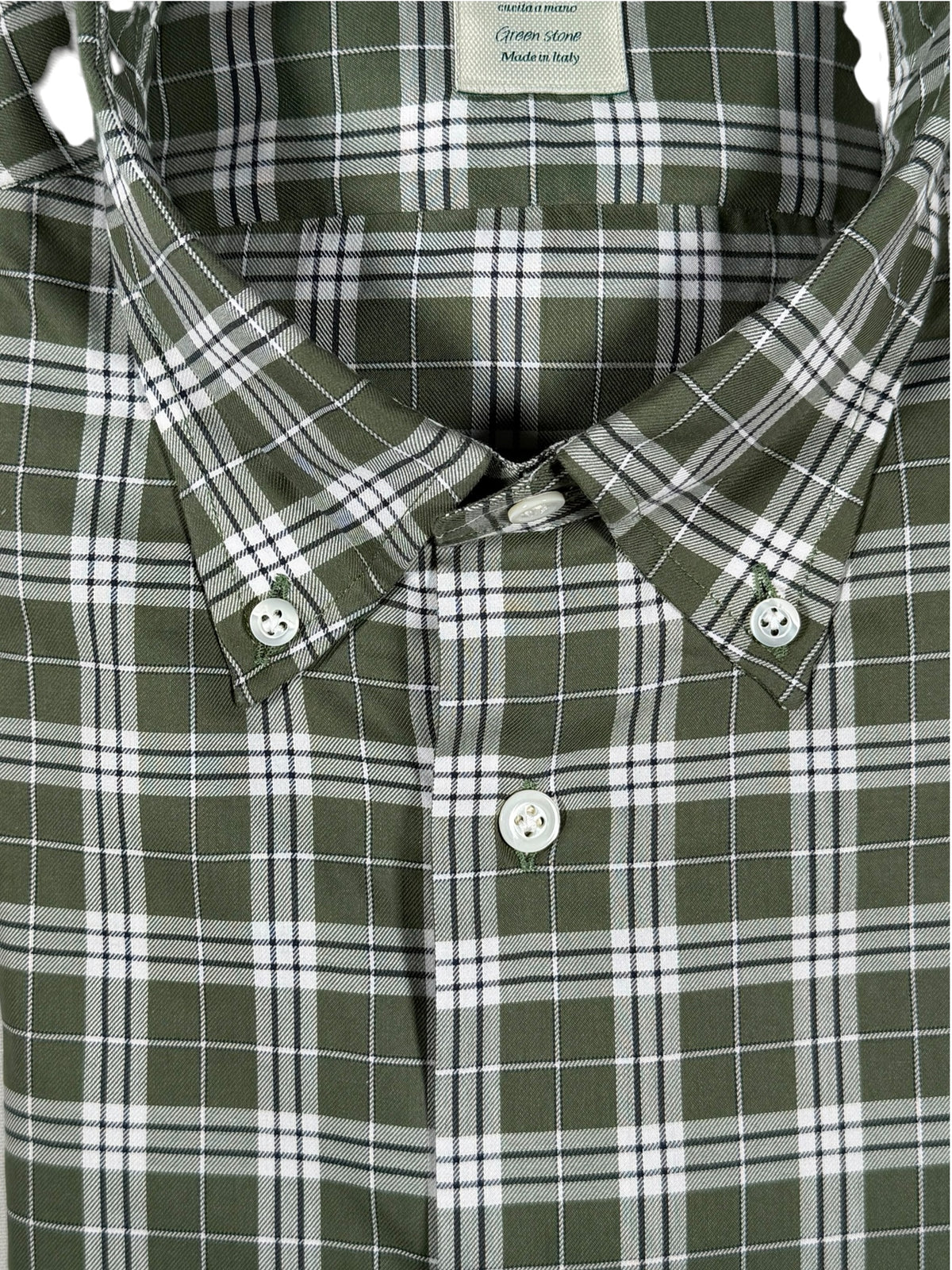 MAZZARELLI SPORT SHIRT - GREEN/NAVY CHECK PLAID