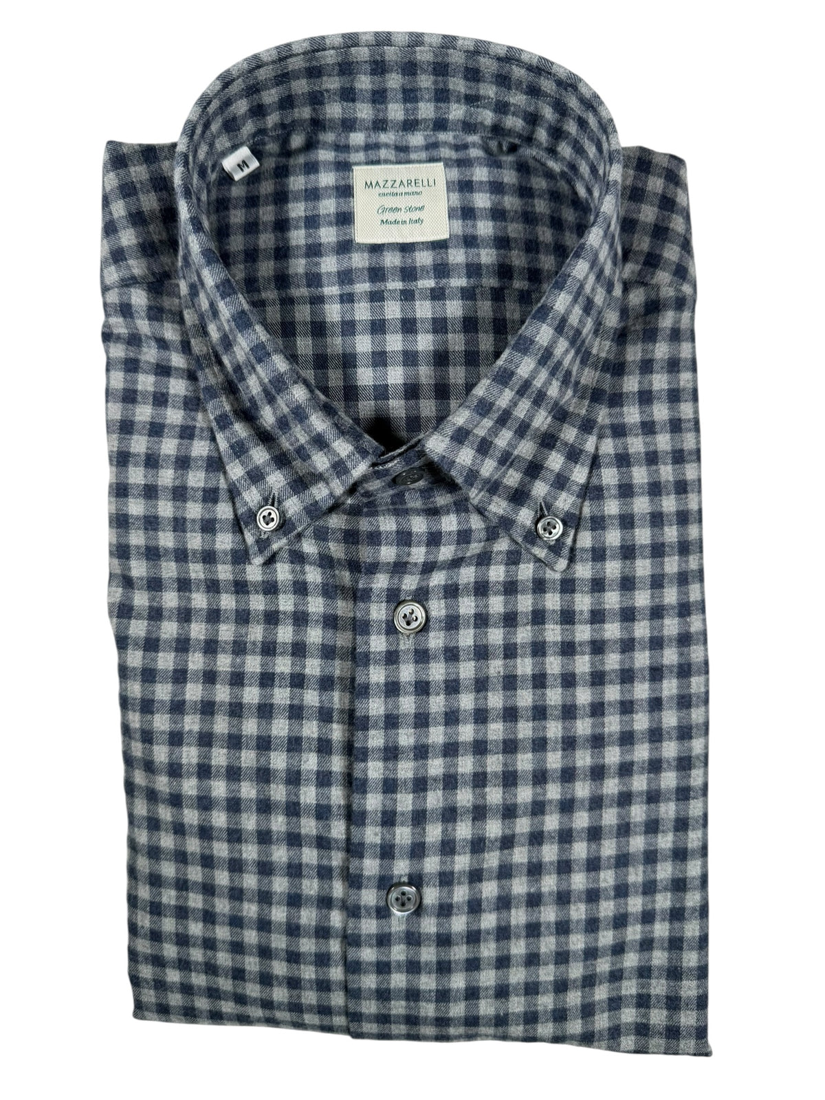 MAZZARELLI SPORT SHIRT - NAVY/GREY CHECK MELANGE