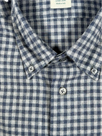 MAZZARELLI SPORT SHIRT - NAVY/GREY CHECK MELANGE