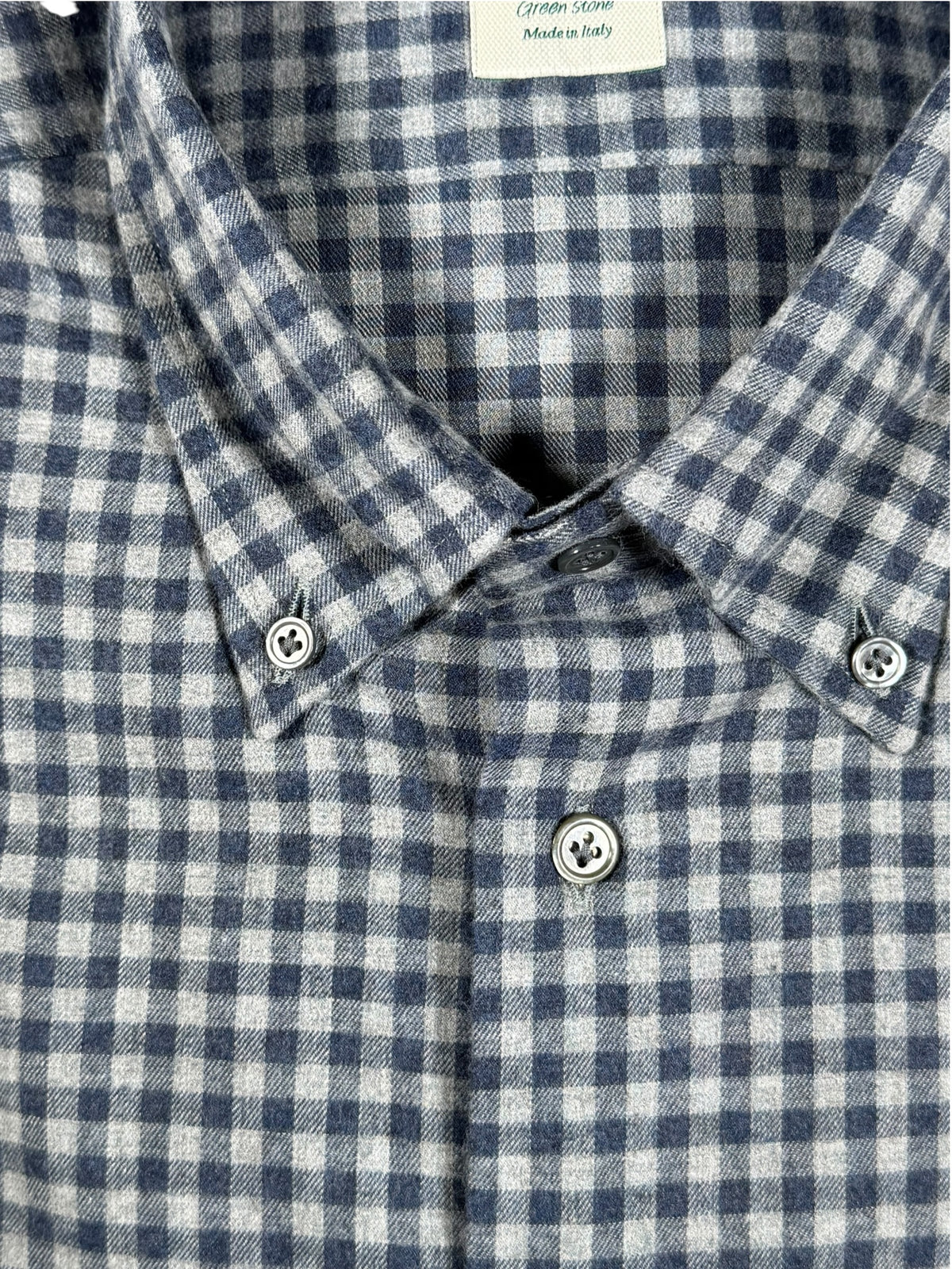 MAZZARELLI SPORT SHIRT - NAVY/GREY CHECK MELANGE