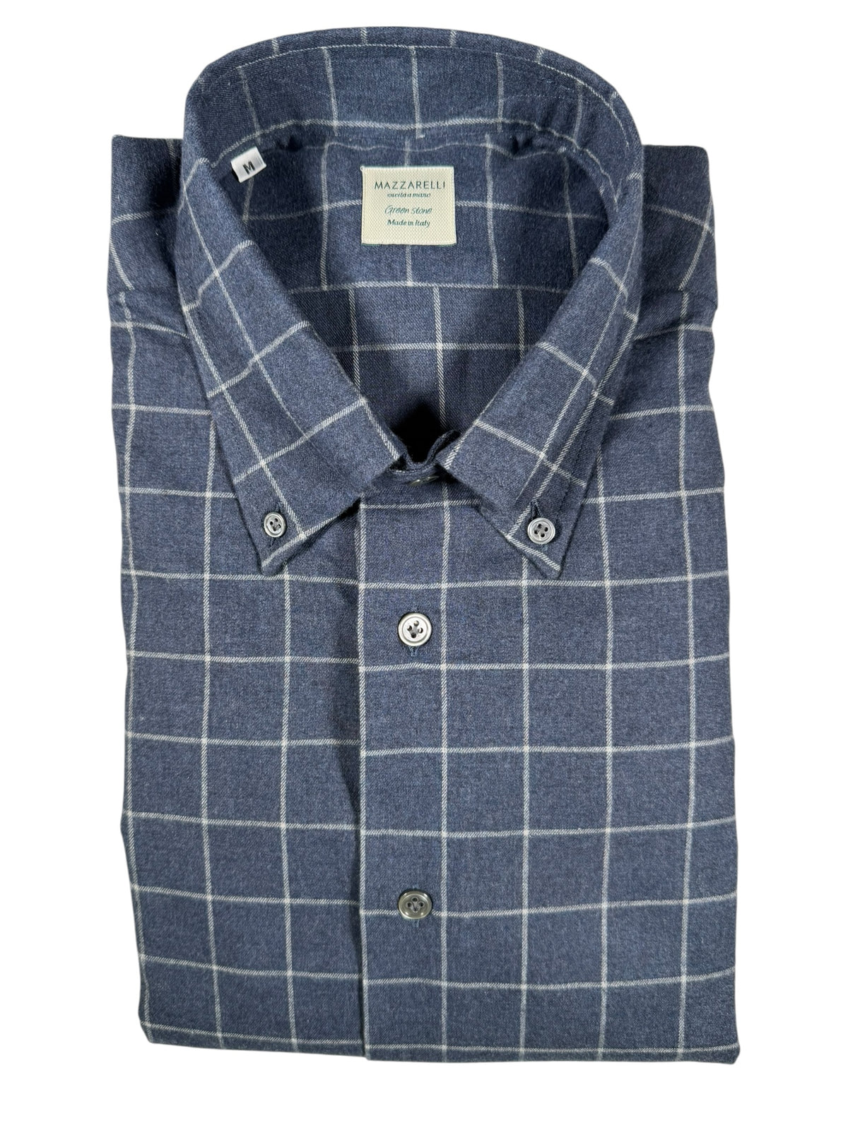 MAZZARELLI SPORT SHIRT - NAVY WINDOWPANE MELANGE