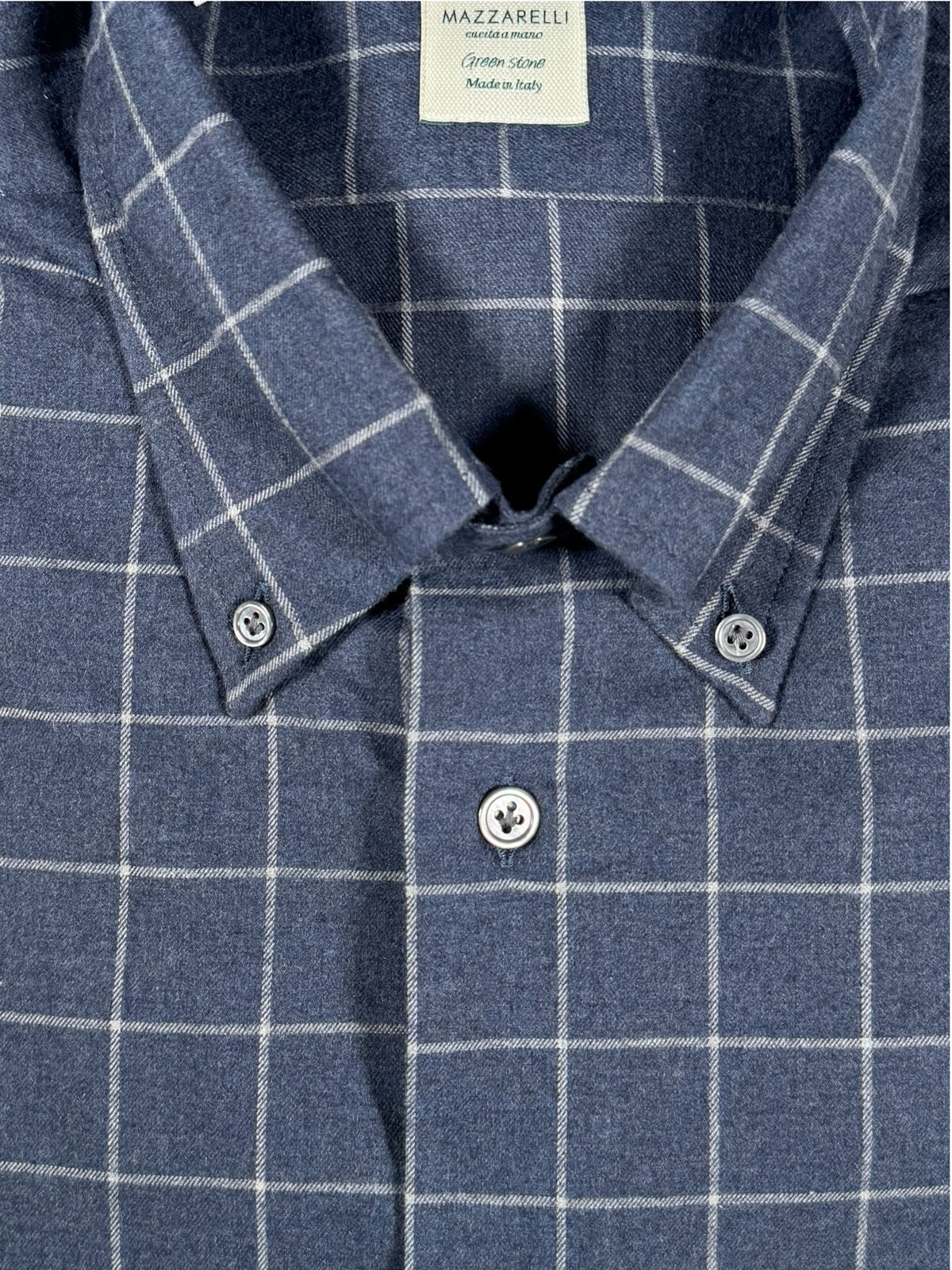 MAZZARELLI SPORT SHIRT - NAVY WINDOWPANE MELANGE