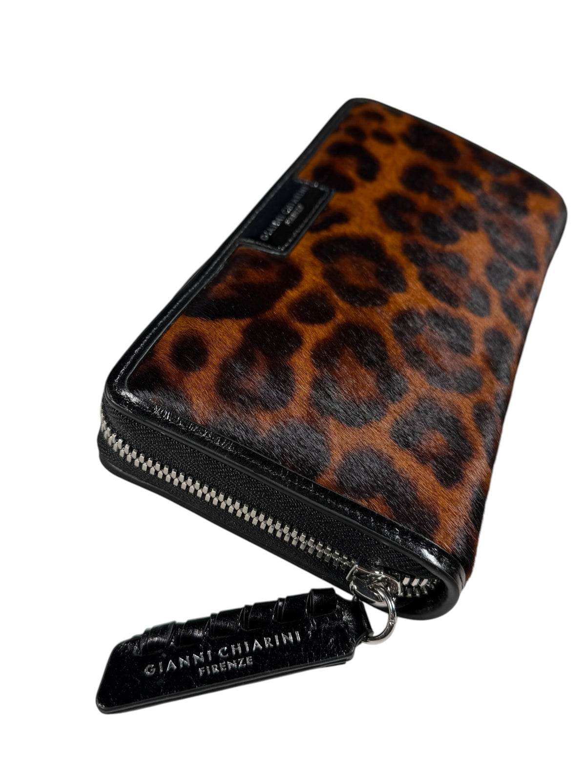 GIANNI CHIARINI PONY ZIP WALLET - CARAMEL LEOPARD