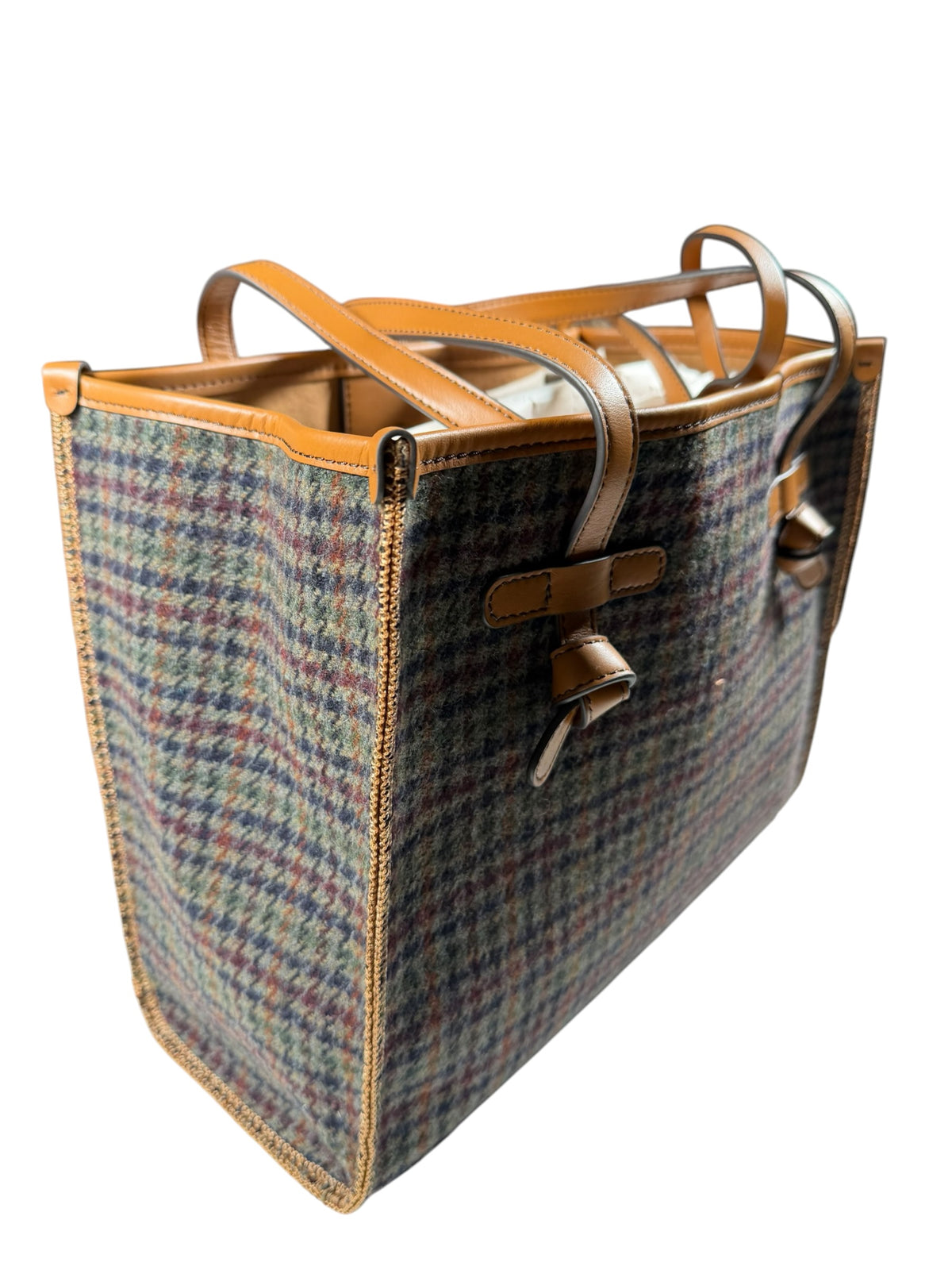 GIANNI CHIARINI MARCELLA HOUNDSTOOTH TOTE - GRIGIO