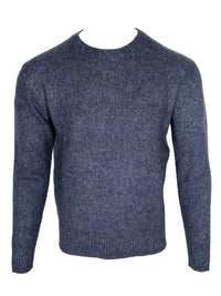 PIACENZA - TIBETAN CASHMERE MOULINE CREW SWEATER - NAVY