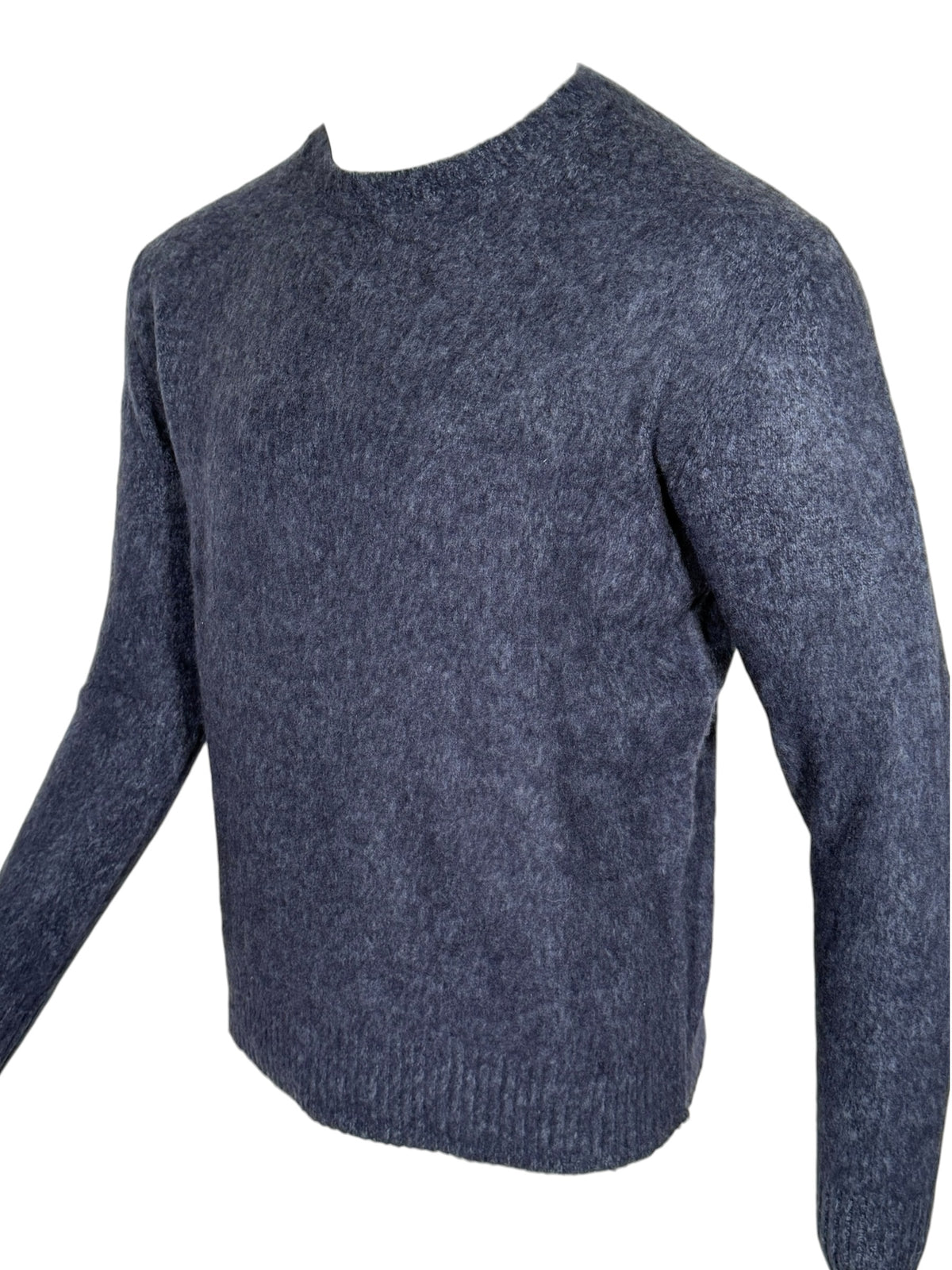 PIACENZA - TIBETAN CASHMERE MOULINE CREW SWEATER - NAVY