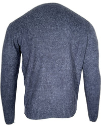 PIACENZA - TIBETAN CASHMERE MOULINE CREW SWEATER - NAVY