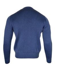 FLY3 REVERSIBLE CABLE KNIT CREW SWEATER - BLUE