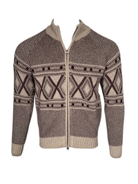 FLY3 FULL ZIP NORWEGIAN SWEATER - BORDEAUX