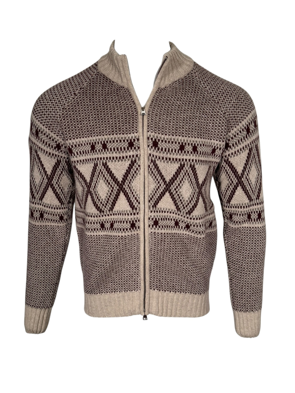 FLY3 FULL ZIP NORWEGIAN SWEATER - BORDEAUX