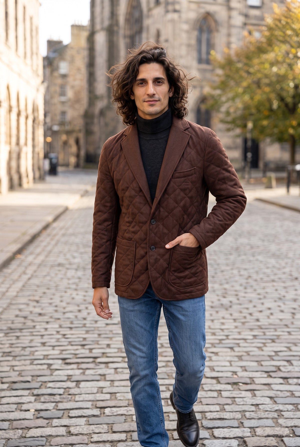 WATERVILLE QUILTED WOOL MELANGE FLANNEL JACKET - BURNT BURGUNDY