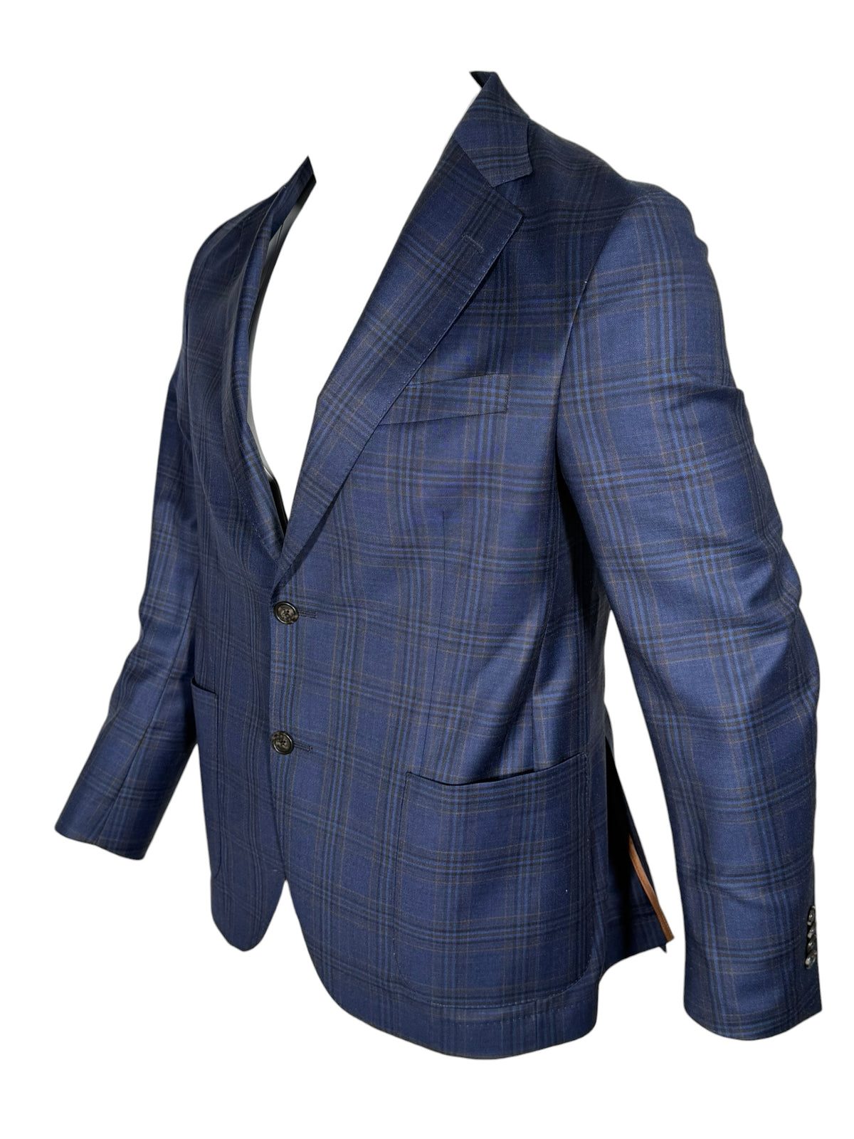 OARS & OLD IVY WOOL SPORT COAT - BLUE CHECK PLAID