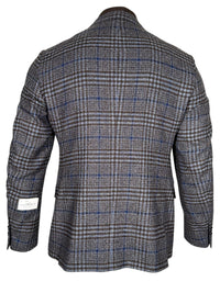 OARS & OLD IVY SPORT COAT WITH ZIP-OUT BIB - BLUE/BROWN PLAID