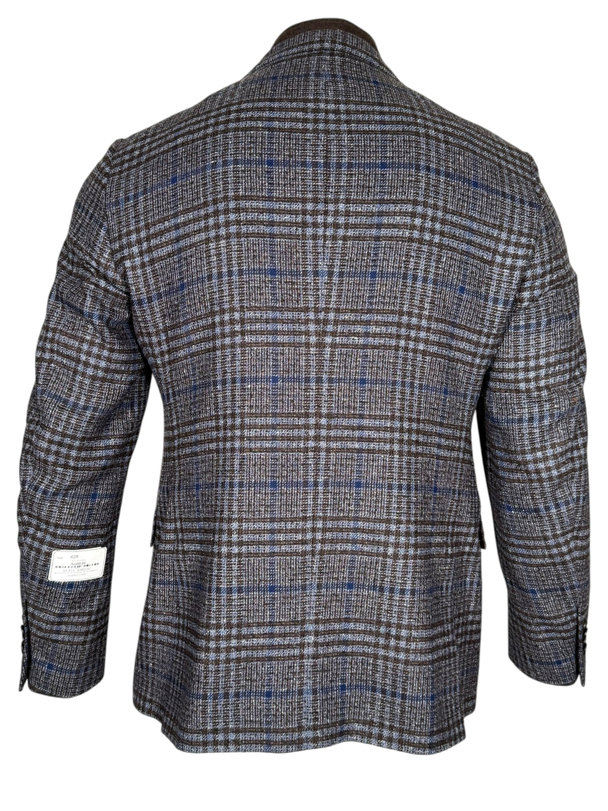 OARS & OLD IVY SPORT COAT WITH ZIP-OUT BIB - BLUE/BROWN PLAID