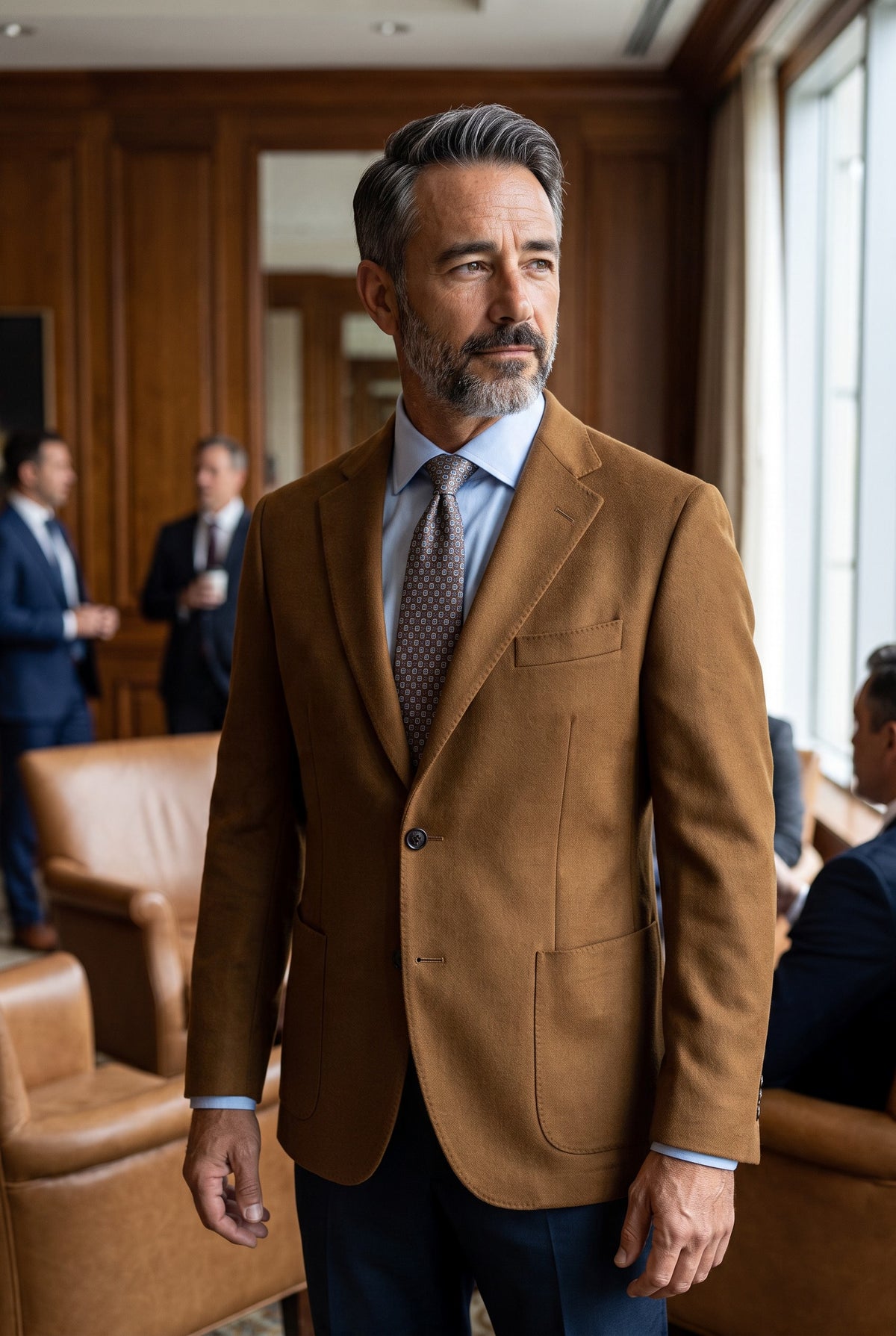 OARS & OLD IVY CASHMERE SPORT COAT - TOBACCO