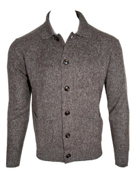 PIACENZA - TIBETAN CASHMERE MOULINE BUTTON JACKET - COCOA