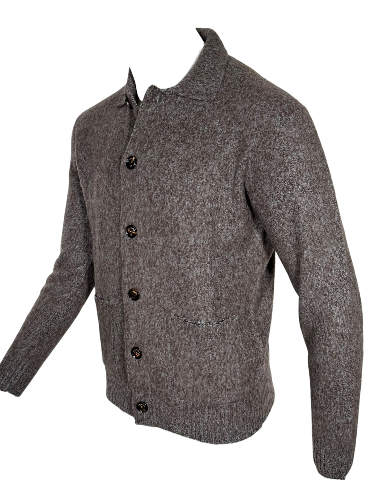PIACENZA - TIBETAN CASHMERE MOULINE BUTTON JACKET - COCOA