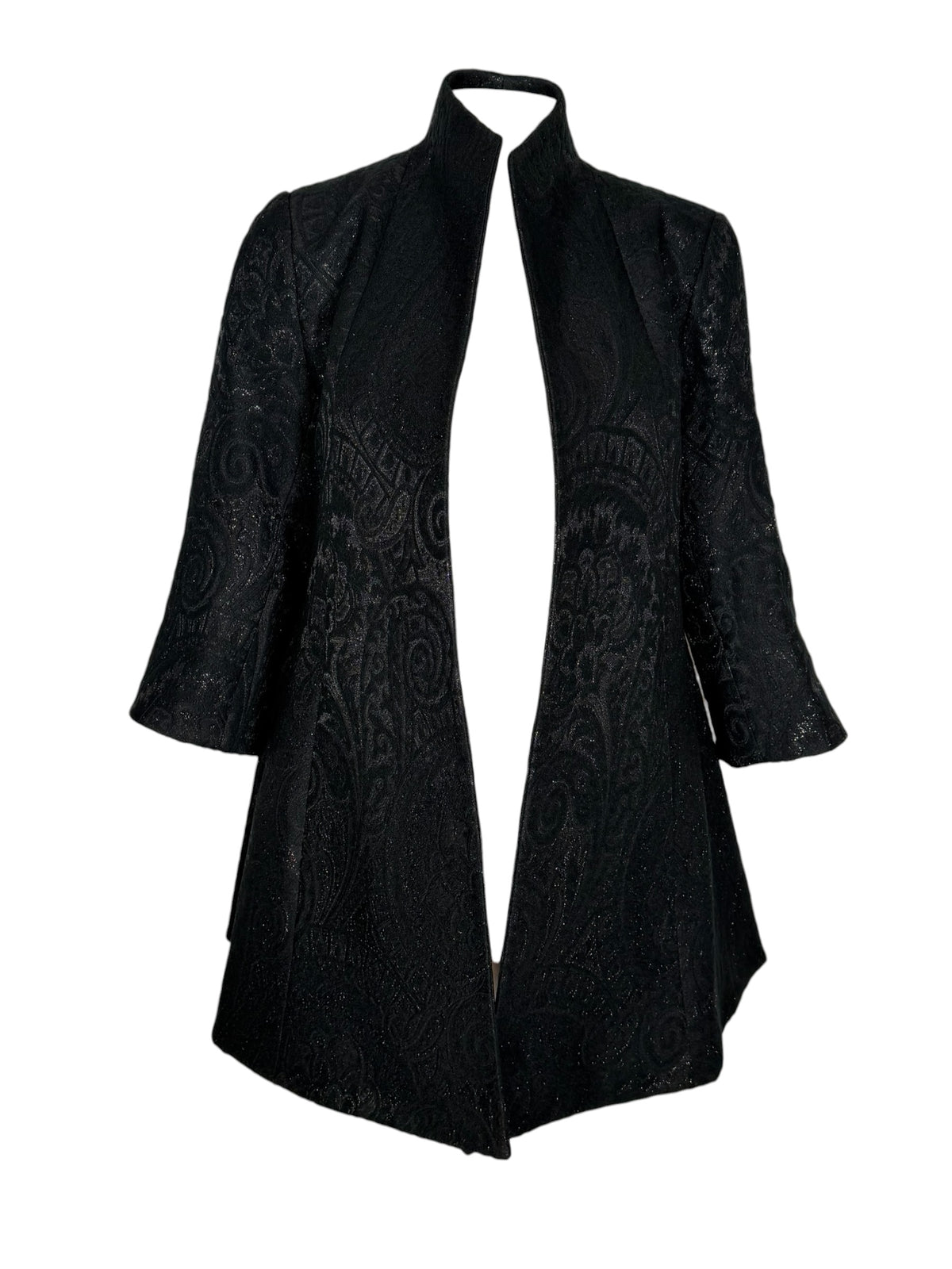 ESTELLE AND FINN BROCADE SWING COAT - BLACK