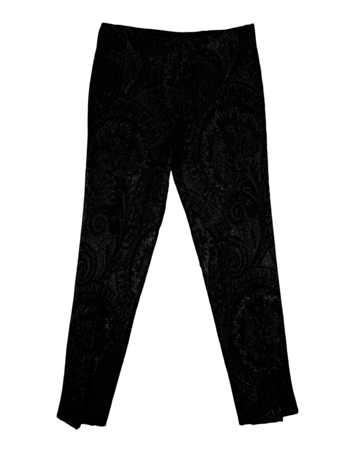 ESTELLE AND FINN FRONT ZIP ANKLE PANT - BLACK BROCADE